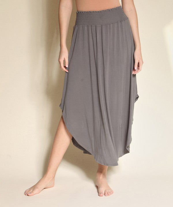 Women's Bamboo Maxi Skirt with Smocked Waist