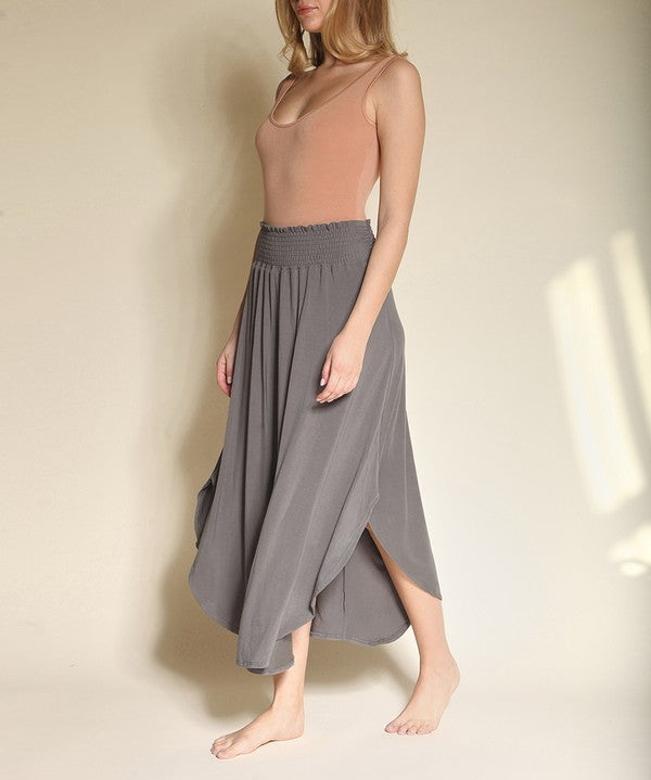 Women's Bamboo Maxi Skirt with Smocked Waist