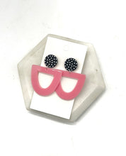 Women's Lightweight Pink Polka Dot Acrylic Statement Earrings