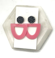 Women's Lightweight Pink Polka Dot Acrylic Statement Earrings