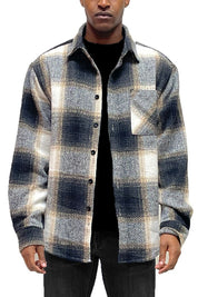 Unisex Regular Fit Flannel Shirt Jacket with Chest Pocket