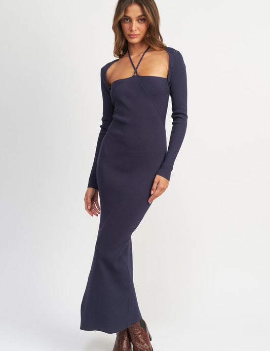 Women's Halter Neck Maxi Dress with Slit