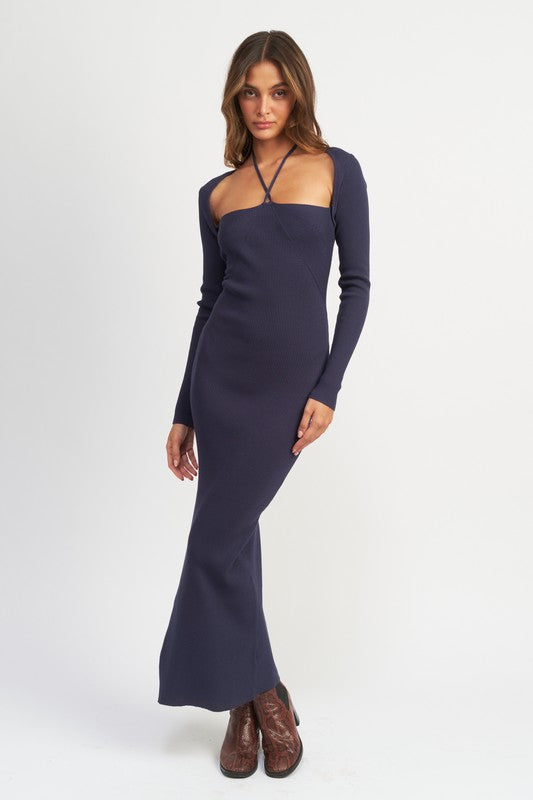 Women's Halter Neck Maxi Dress with Slit