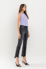 Women's High Rise Raw Hem Crop Flare Jeans