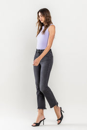 Women's High Rise Raw Hem Crop Flare Jeans