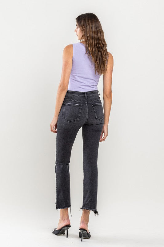 Women's High Rise Raw Hem Crop Flare Jeans