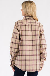 Women's Boyfriend Fit Plaid Flannel Long Sleeve Shirt