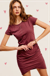 Women's Casual Ruched Mini Dress with Short Sleeves