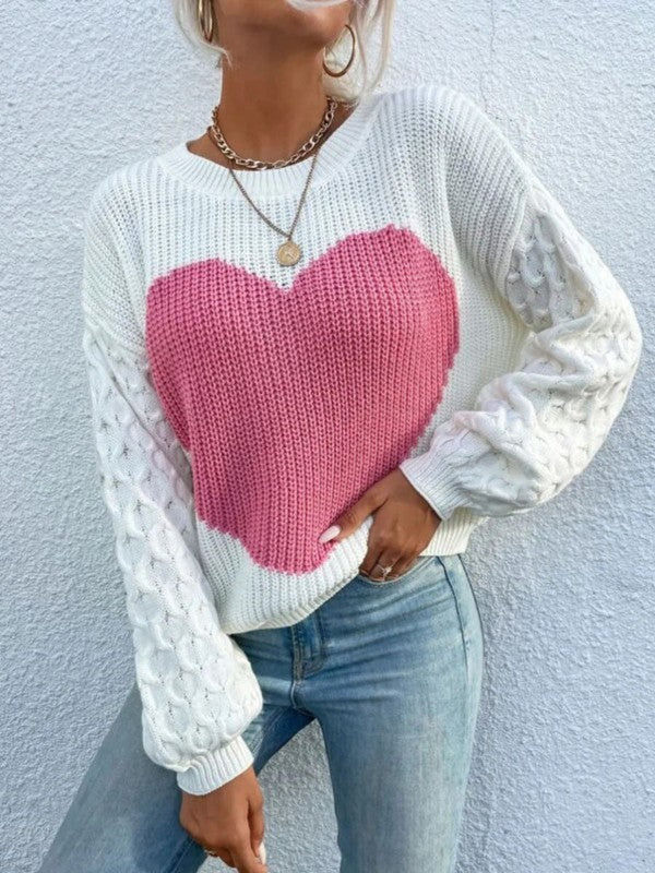 Women's Heart Knit Sweater