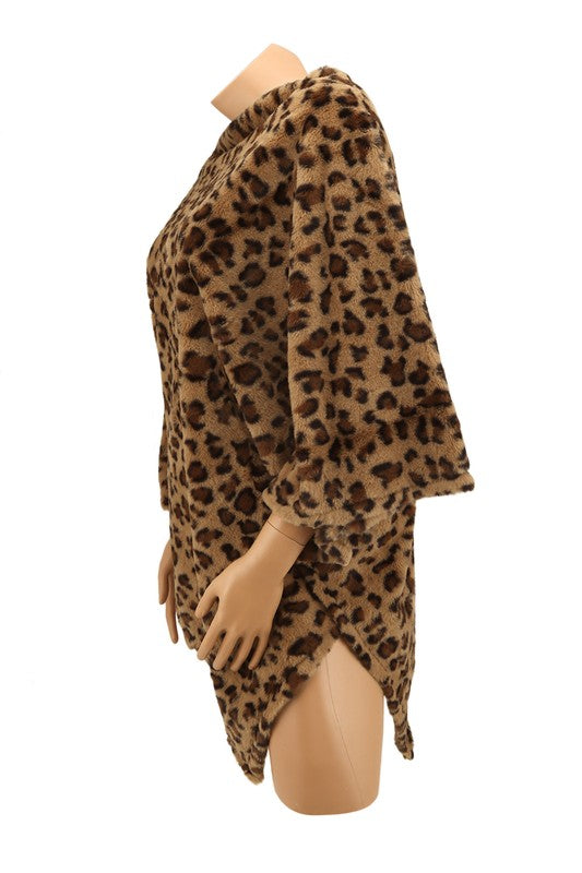 Women's Leopard Pattern Fur Cape