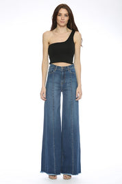 Women's High Waist Vintage Flare Wide Leg Jeans