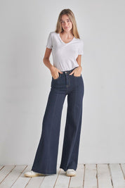 Women's High Waist Vintage Flare Wide Leg Jeans