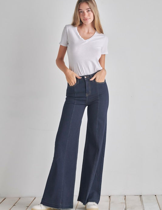 Women's High Waist Vintage Flare Wide Leg Jeans