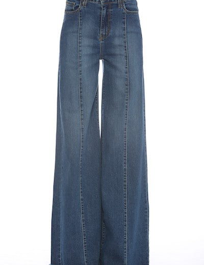 Women's High Waist Vintage Flare Wide Leg Jeans