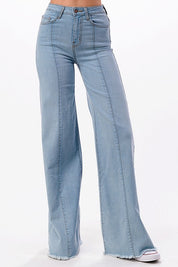 Women's High Waist Vintage Flare Wide Leg Jeans