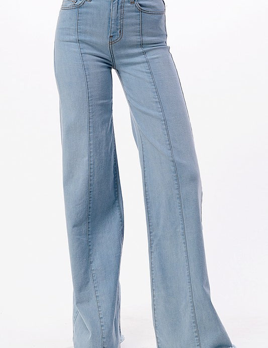 Women's High Waist Vintage Flare Wide Leg Jeans