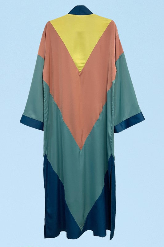 Women's Maxi Chevron Kimono with Side Slits