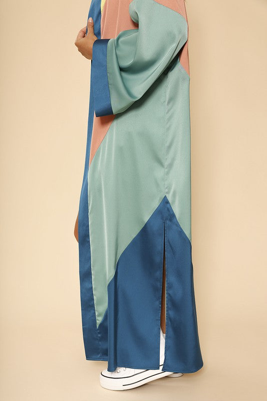 Women's Maxi Chevron Kimono with Side Slits