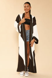 Women's Maxi Chevron Kimono with Side Slits