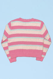 Fuzzy striped knit sweater