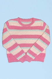 Fuzzy striped knit sweater