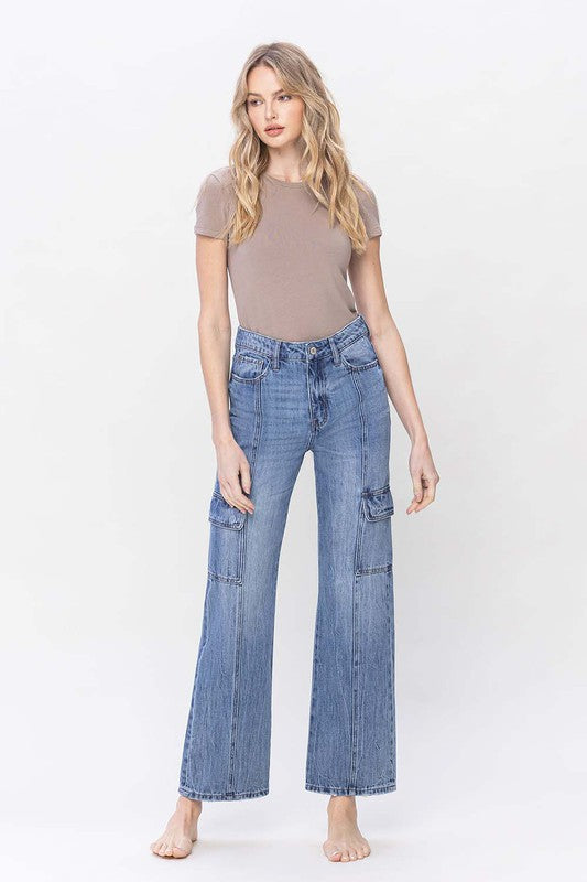 Women's High Rise Relaxed Cargo Jeans