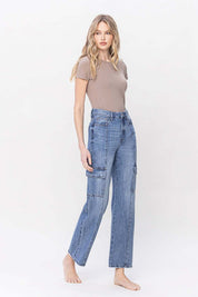 Women's High Rise Relaxed Cargo Jeans