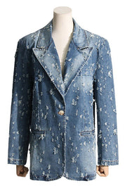 Women's Stylish Denim Blazer Jacket