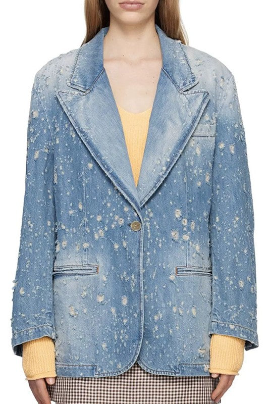 Women's Stylish Denim Blazer Jacket