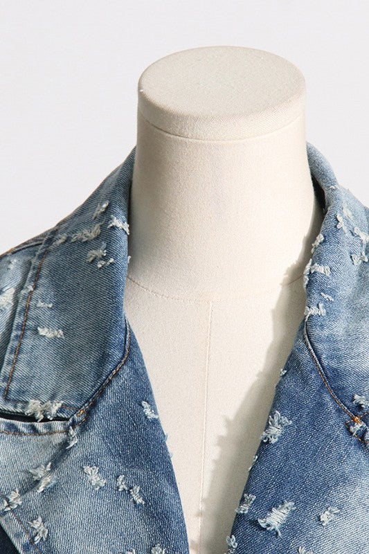 Women's Stylish Denim Blazer Jacket