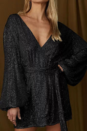 Women's Elegant Sequin Wrap Dress