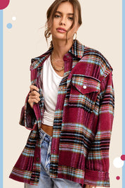 Women's Oversized Plaid Casual Jacket