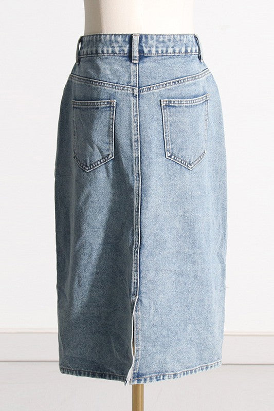 Women's Casual Denim Skirt with Cut-Out Design