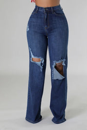 Women's High Rise Wide Leg Jeans in Dark Denim