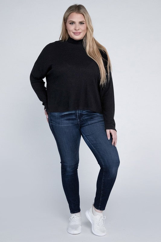 Plus Size Casual Drop Shoulder Long Sleeve Top