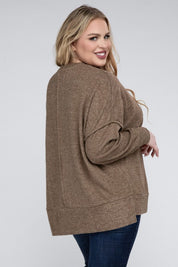 Plus Size Oversized Melange Drop Shoulder Sweater