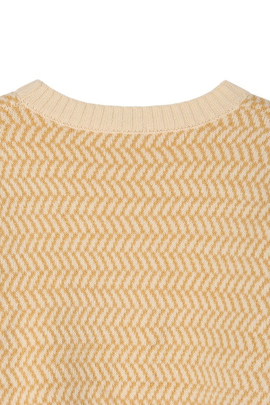 Women's Casual Herringbone Pattern Crew Neck Sweater