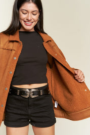 Women's Oversized Faux Fur Suede Jacket