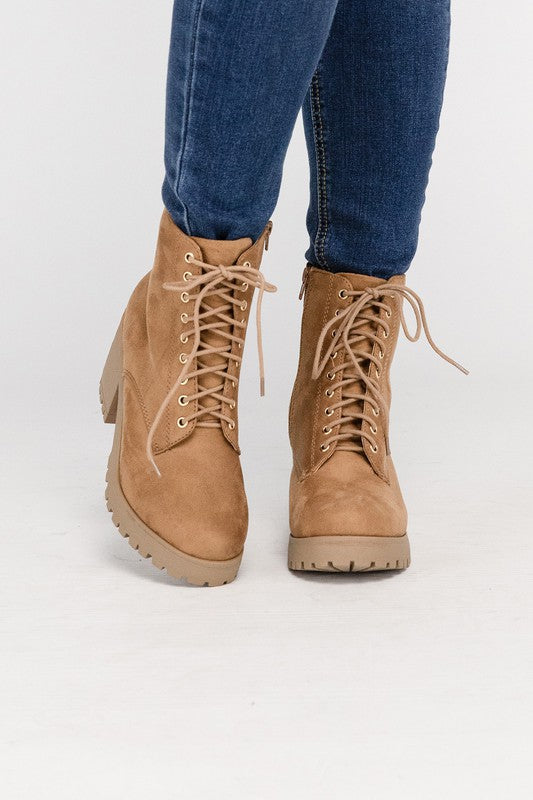 Women's Fuzzy Lace-Up Combat Boots