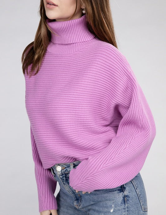 Viscose Dolman Sleeve Turtleneck Sweater