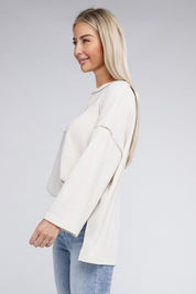 Women's Casual Ribbed Henley Sweater with Bell Sleeves