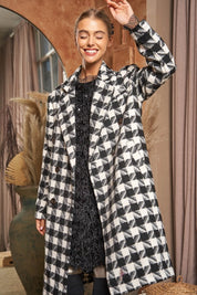 Textured Knit Tweed Double Button Coat Jacket