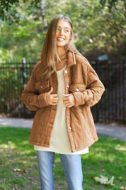 Women's Casual Quilted Pocket Shacket