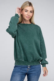 Women's Oversized Acid Wash Fleece Pullover