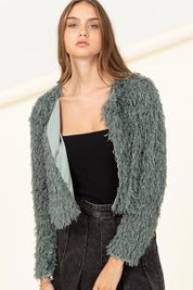 Women's Cropped Faux Fur Jacket