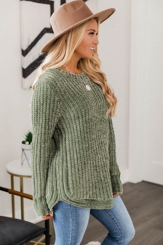 Women's Long Sleeve Cable Knit Pullover Sweater