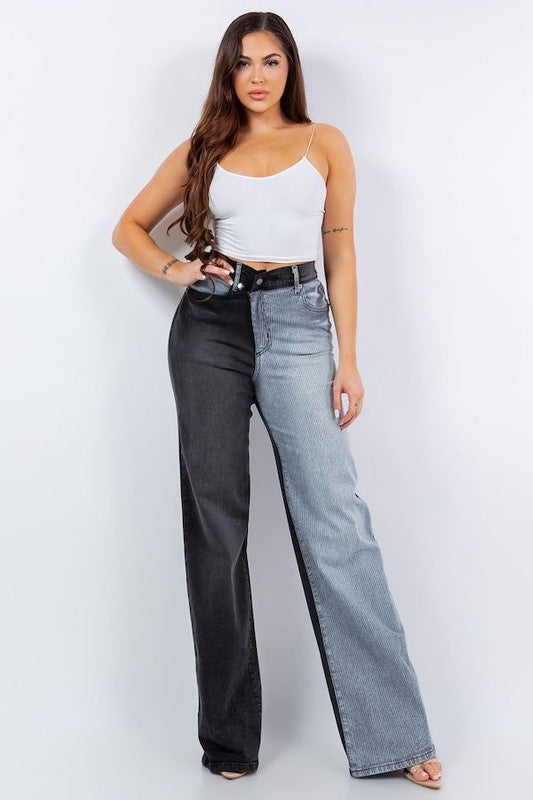 Women's Asymmetrical Wide Leg Jeans in Black