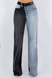 Women's Asymmetrical Wide Leg Jeans in Black