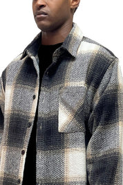Unisex Regular Fit Flannel Shirt Jacket with Chest Pocket