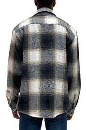 Unisex Regular Fit Flannel Shirt Jacket with Chest Pocket